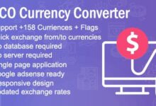 دانلود اسکریپت COCO – مبدل ارز آنلاین با پشتیبانی از 158 ارز جهان و نرخ لحظه‌ای. نصب آسان، طراحی واکنش‌گرا، دو حالت تم روشن و تاریک، بدون نیاز به دیتابیس و آماده برای درآمدزایی از تبلیغات.